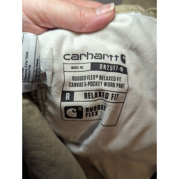 Carhartt Relaxed Fit Pants Men’s Sz 40x32 Tan Rugged Flex Cotton 5 Pocket (1242) - Picture 12 of 16